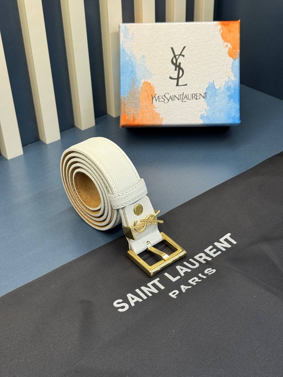 YSL Ζωνη Ασπρη 4 cm
