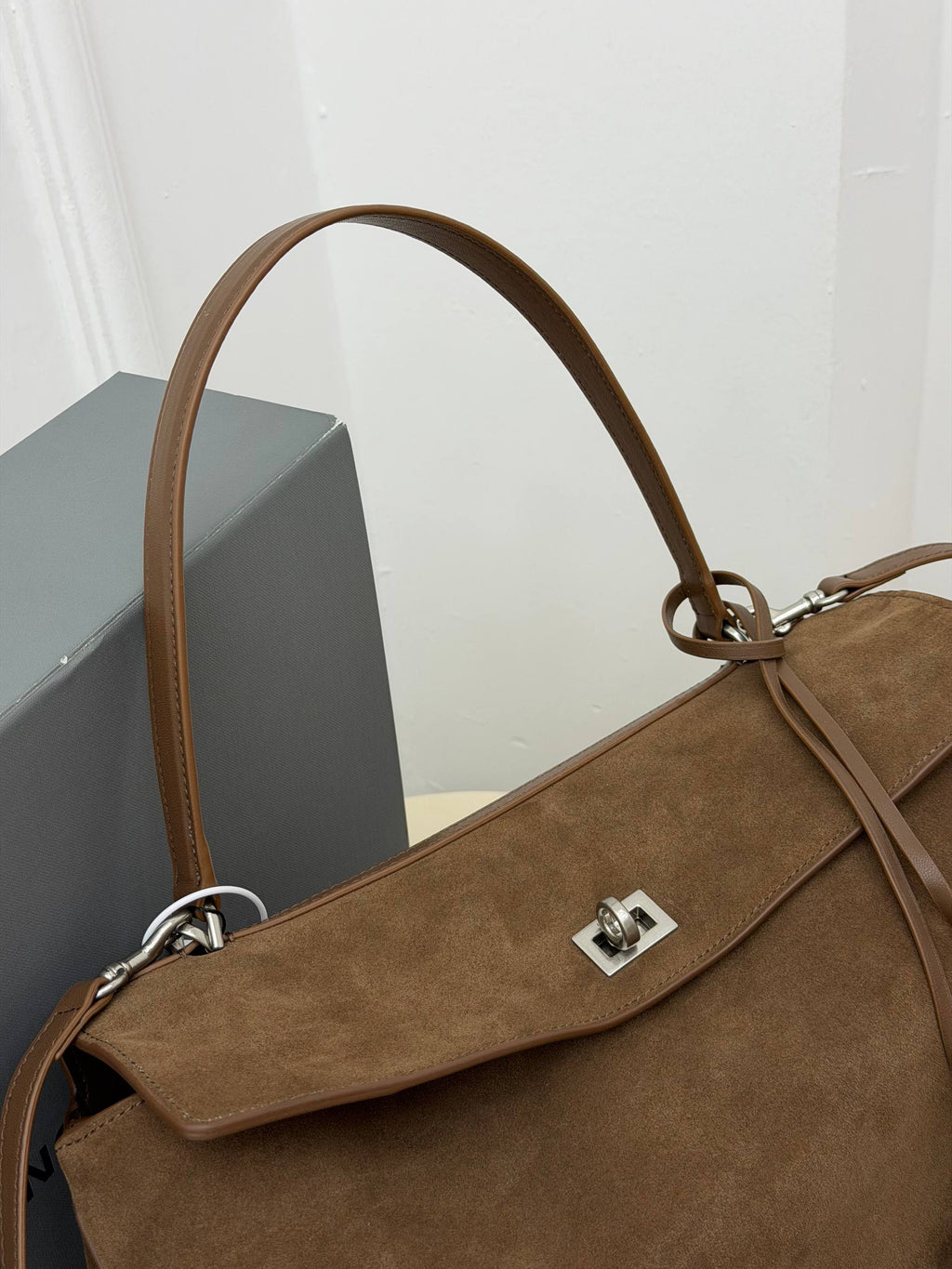 Balenciaga Suede Shoulder Bag Brown