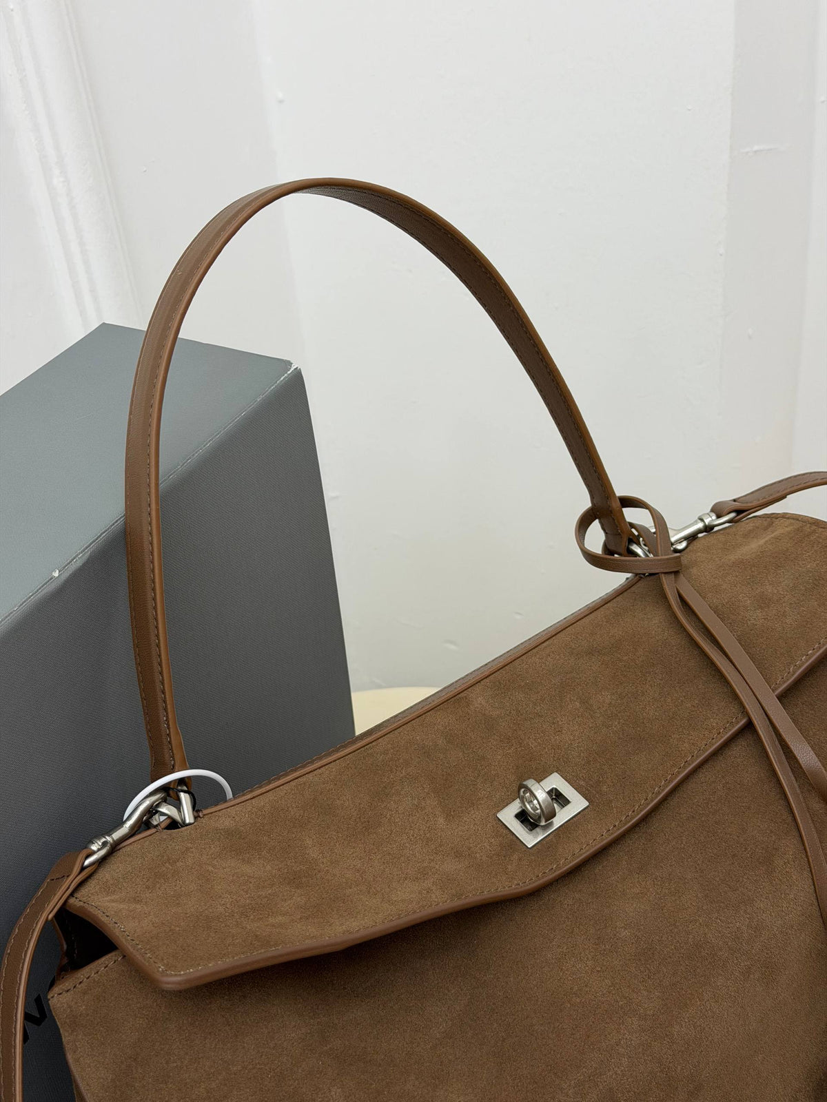 Balenciaga Suede Shoulder Bag Brown