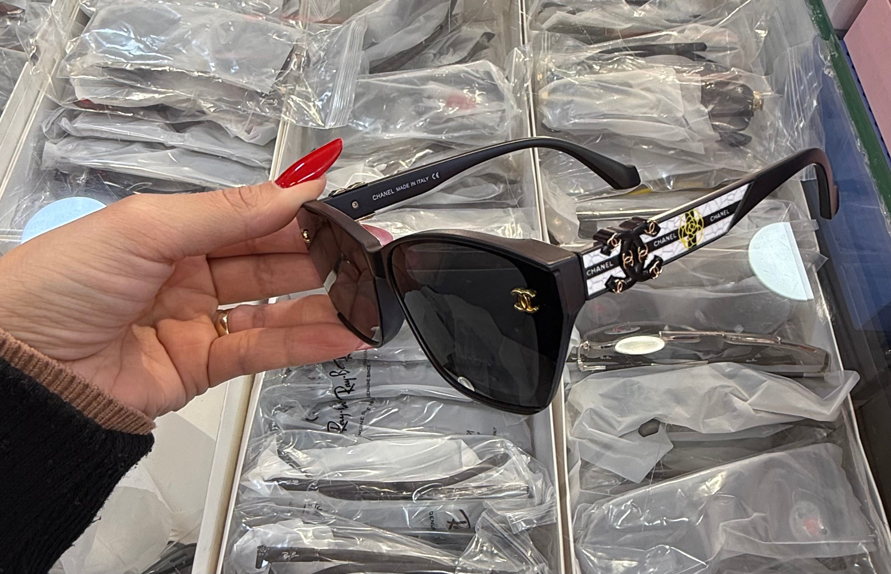 Chanel CC Logo Rectangular Sunglasses Black