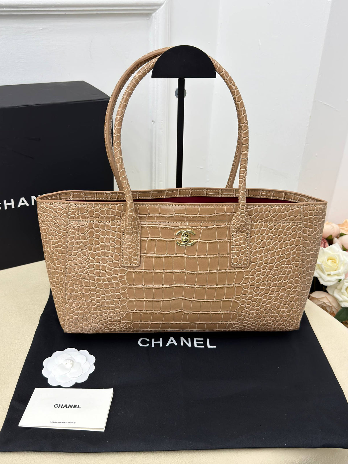 CHANEL Gabrielle Bucket Bag Suede Beige