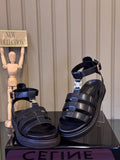 CELINE Leather Gladiator Sandals Black