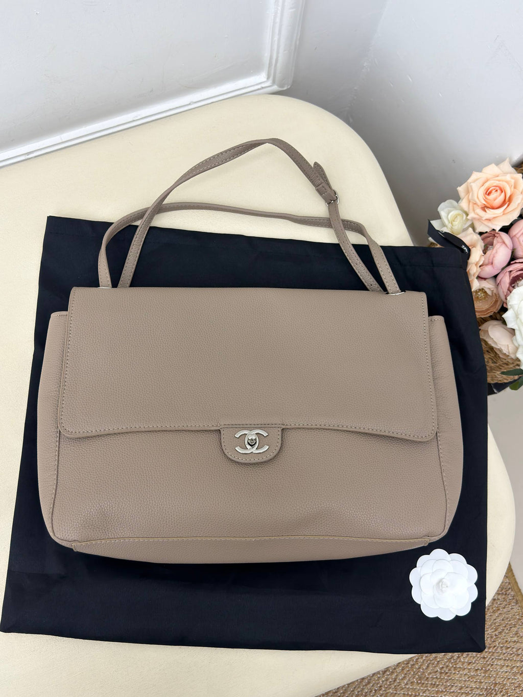 Chanel Large Flap Shopping Bag Taupe