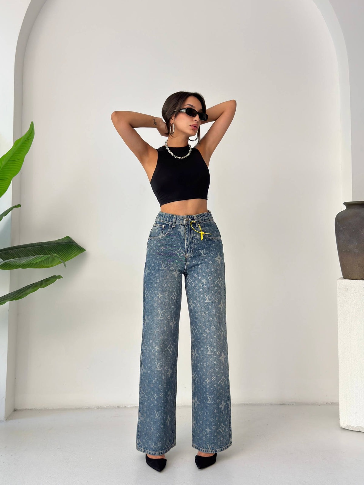 Louis Vuitton Monogram Wide Leg Jeans Blue