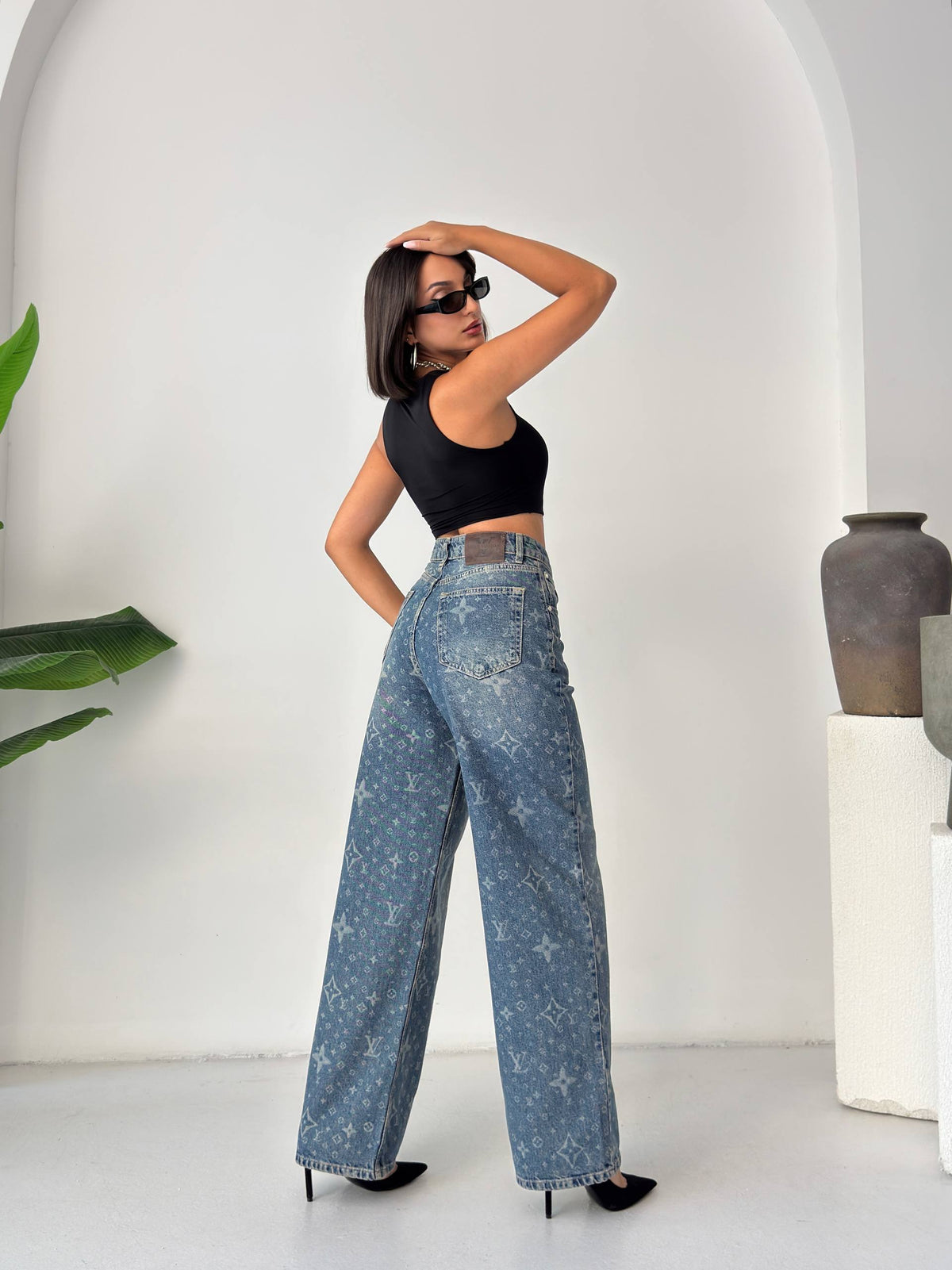Louis Vuitton Monogram Wide Leg Jeans Blue