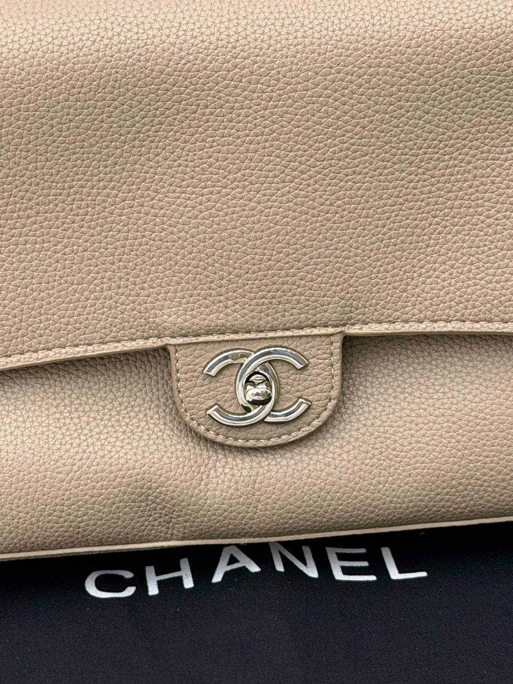 CHANEL Classic Flap Shoulder Bag Beige