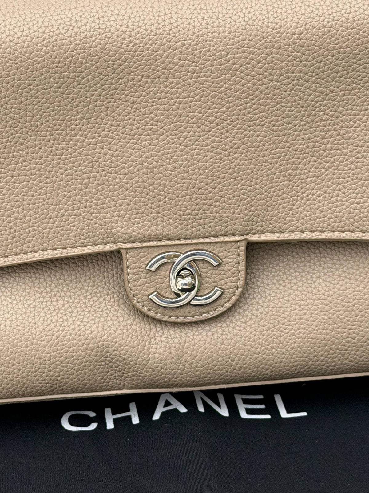 CHANEL Classic Flap Shoulder Bag Beige