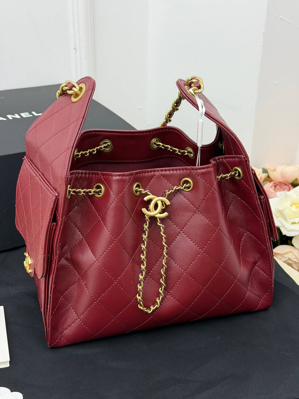 CHANEL Gabrielle Bucket Bag Burgundy