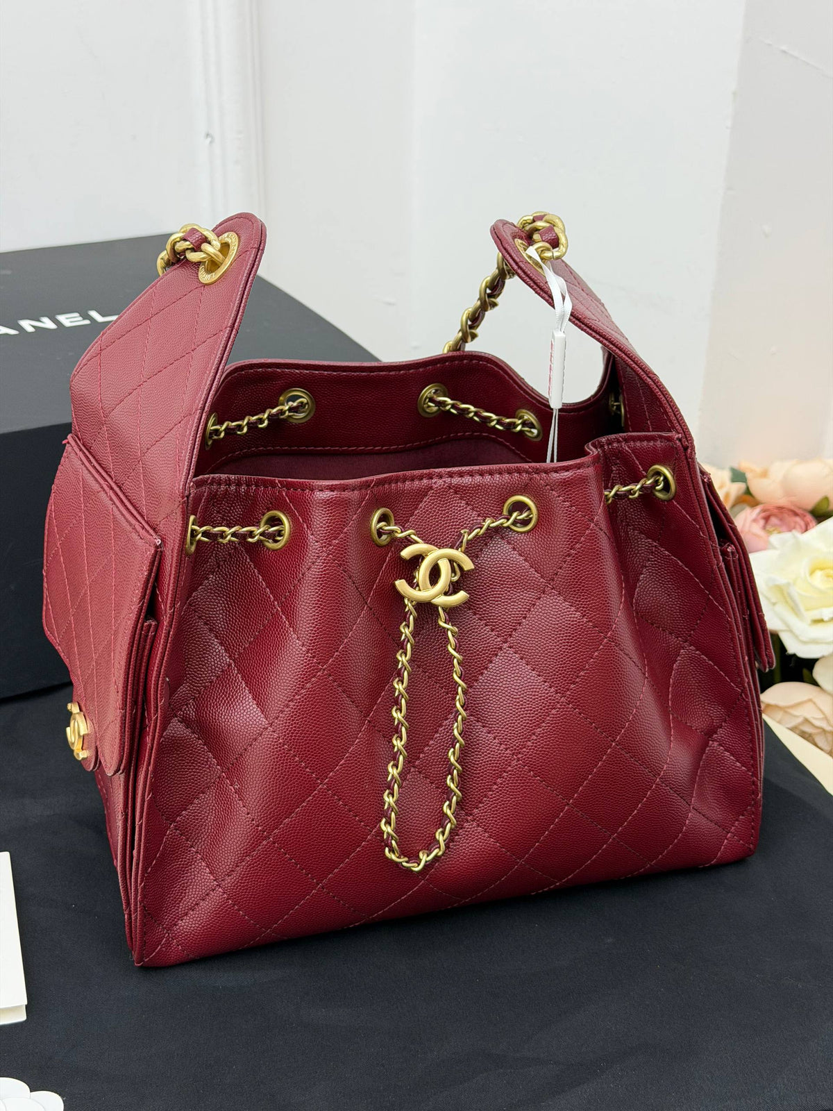 CHANEL Gabrielle Bucket Bag Burgundy