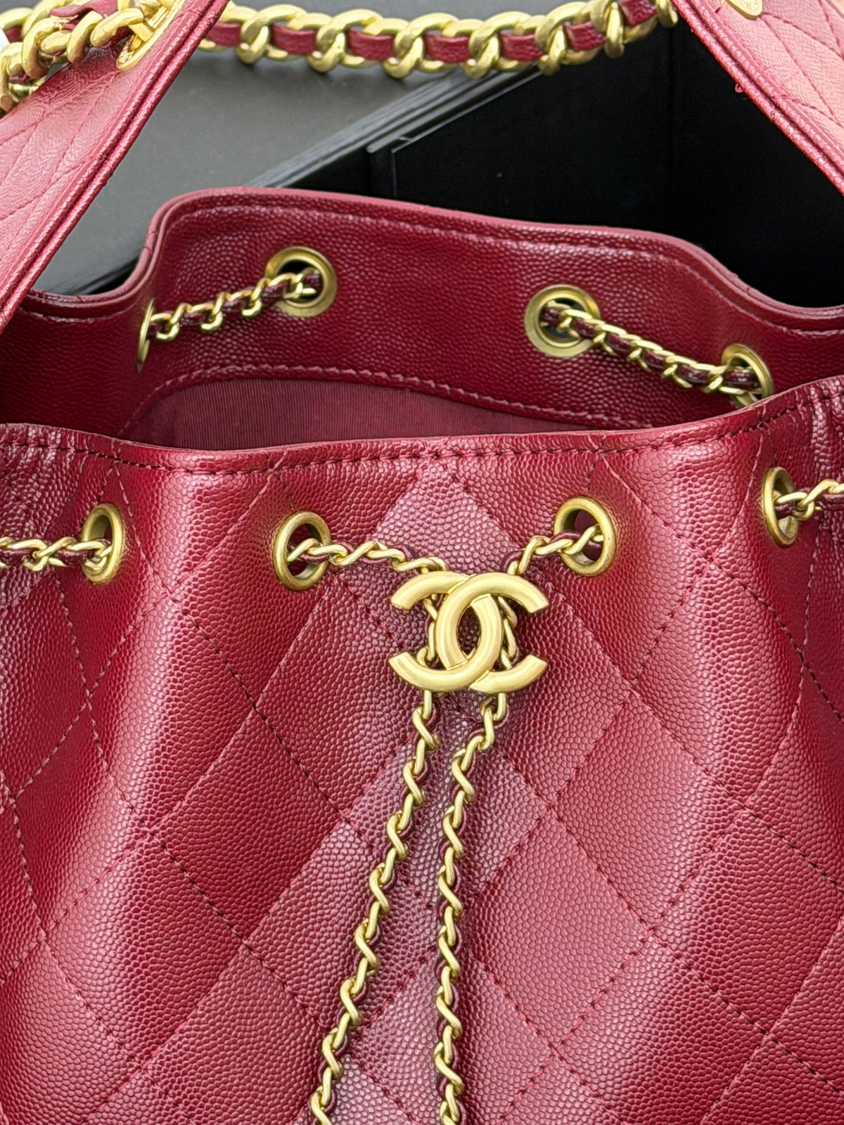 CHANEL Gabrielle Bucket Bag Burgundy
