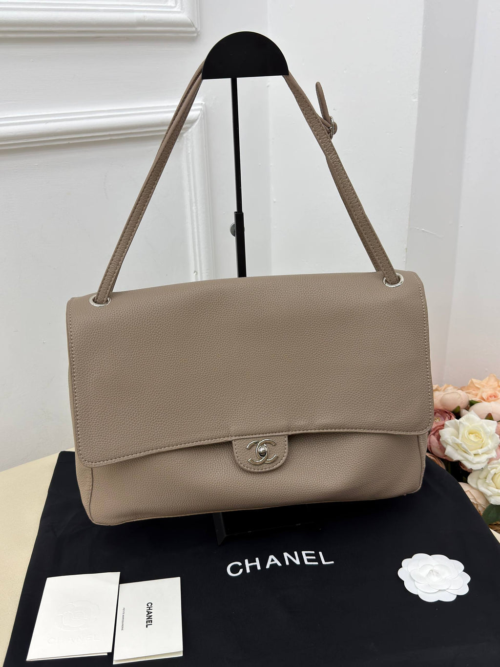 Chanel Large Flap Shopping Bag Taupe