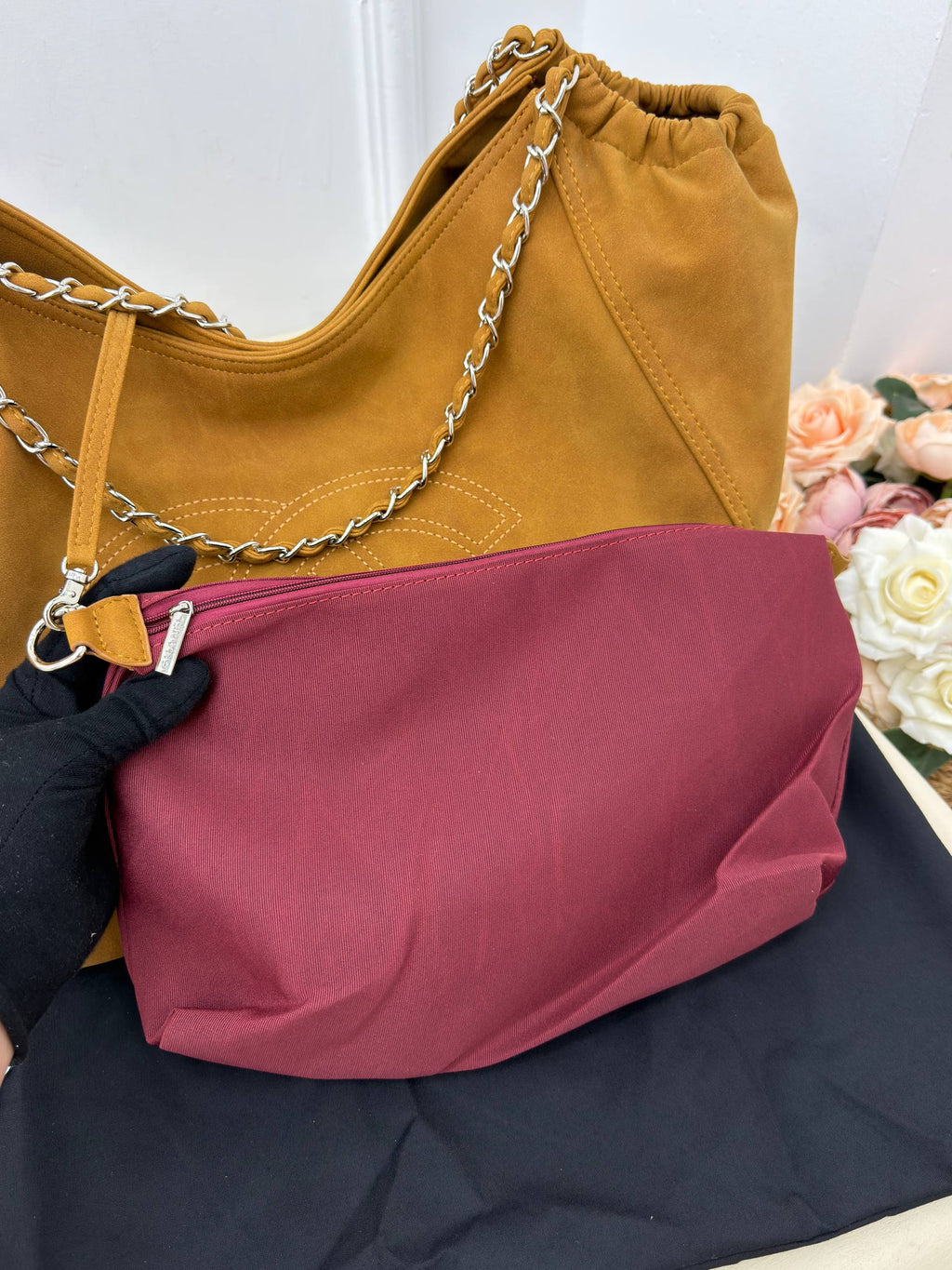 Chanel Suede Shopping Bag Camel