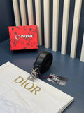 Christian Dior Ζώνη Μαύρη Δερμάτινη με Μεταλλική Αγκράφα