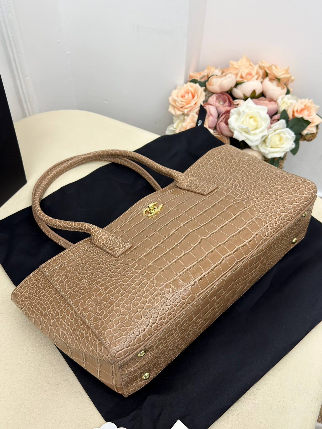 CHANEL Gabrielle Bucket Bag Suede Beige
