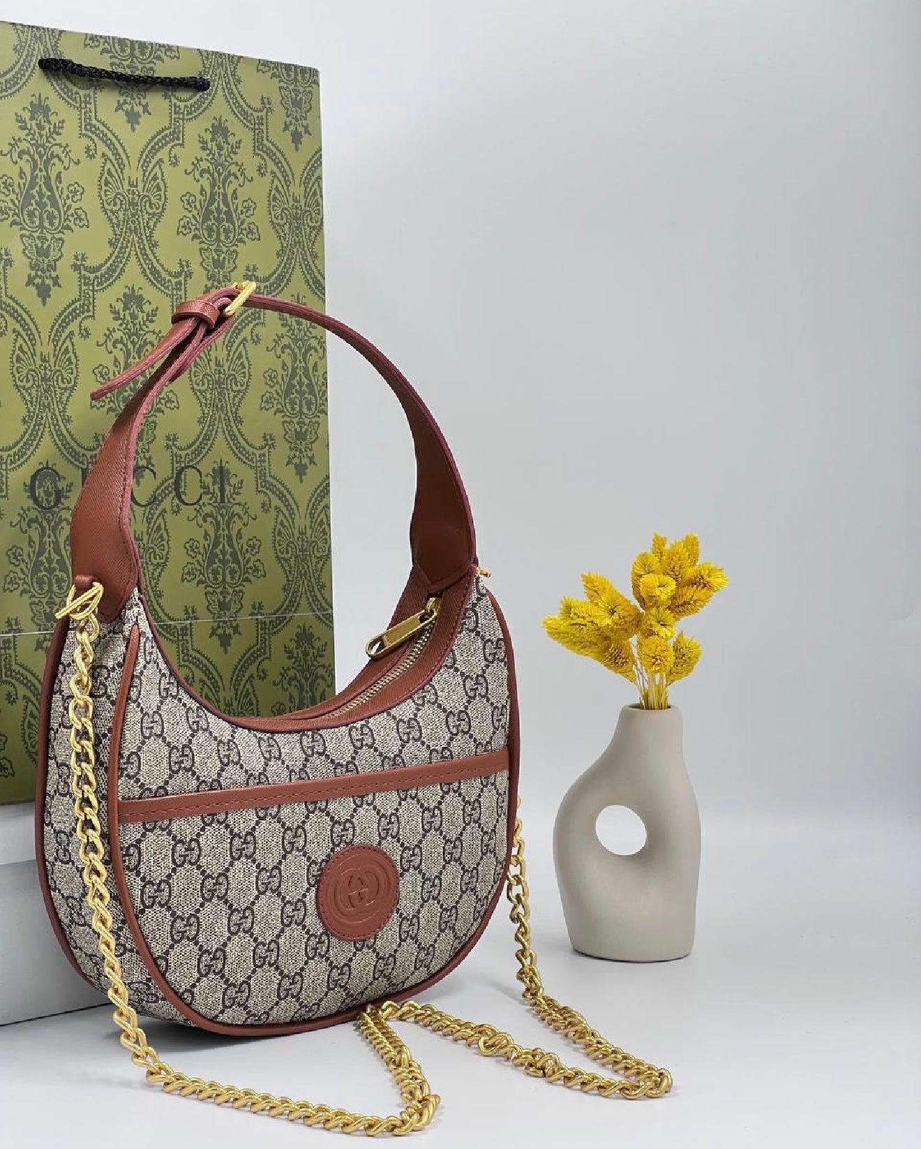 Gucci GG Supreme Hobo Bag Brown