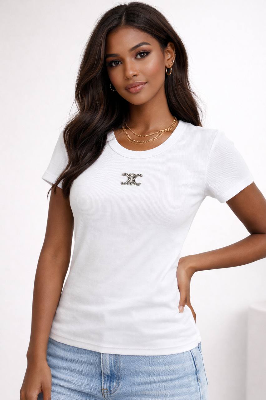 CELINE Triomphe White T-Shirt