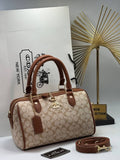 Coach Signature Satchel Bag Beige
