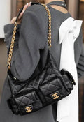 Chanel Multi Pocket Flap Shoulder Bag Black