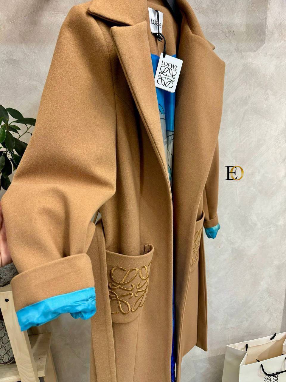 Loewe Belted Wool Coat Beige