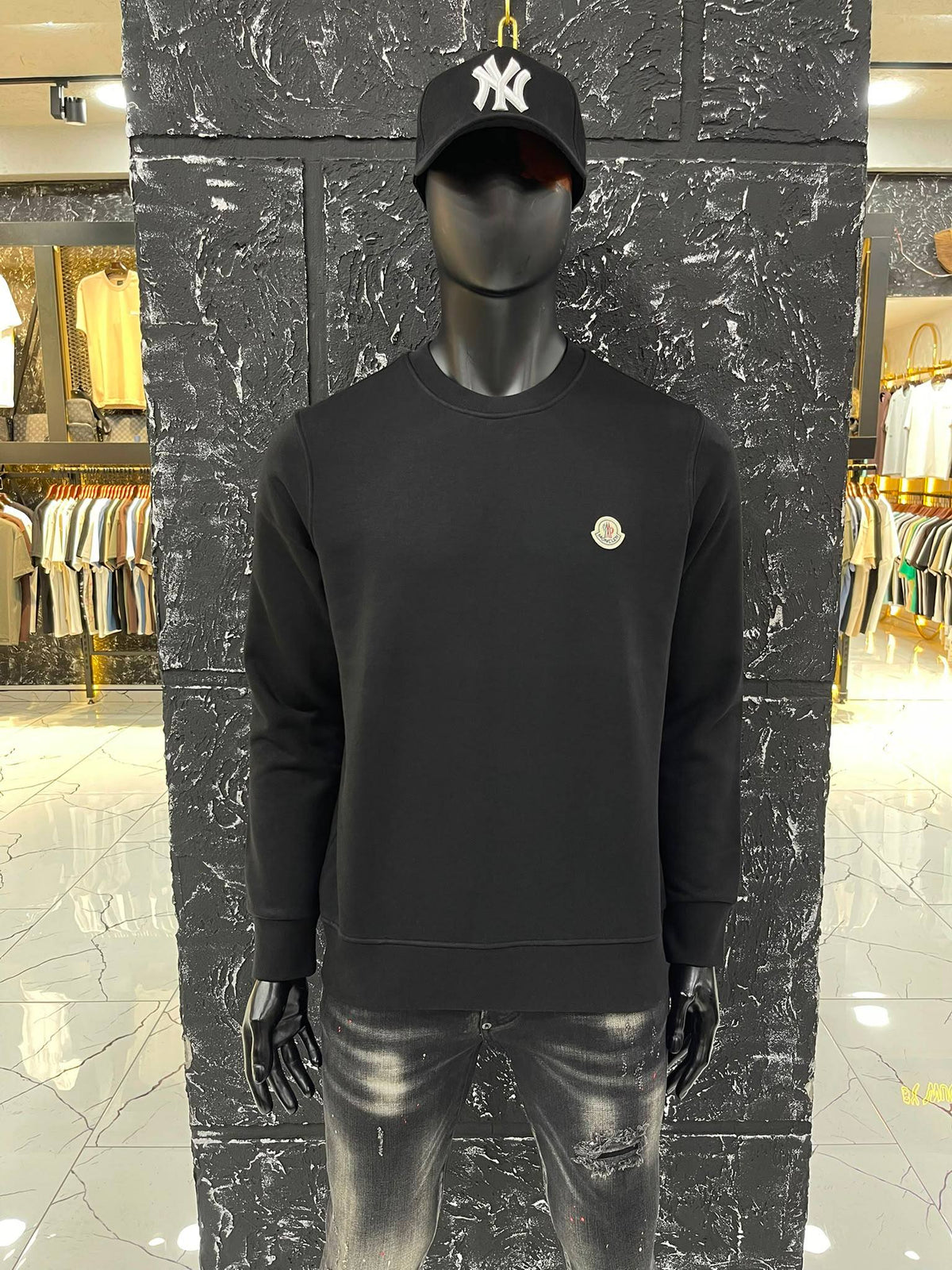 Moncler Logo Patch Crewneck Sweatshirt Black