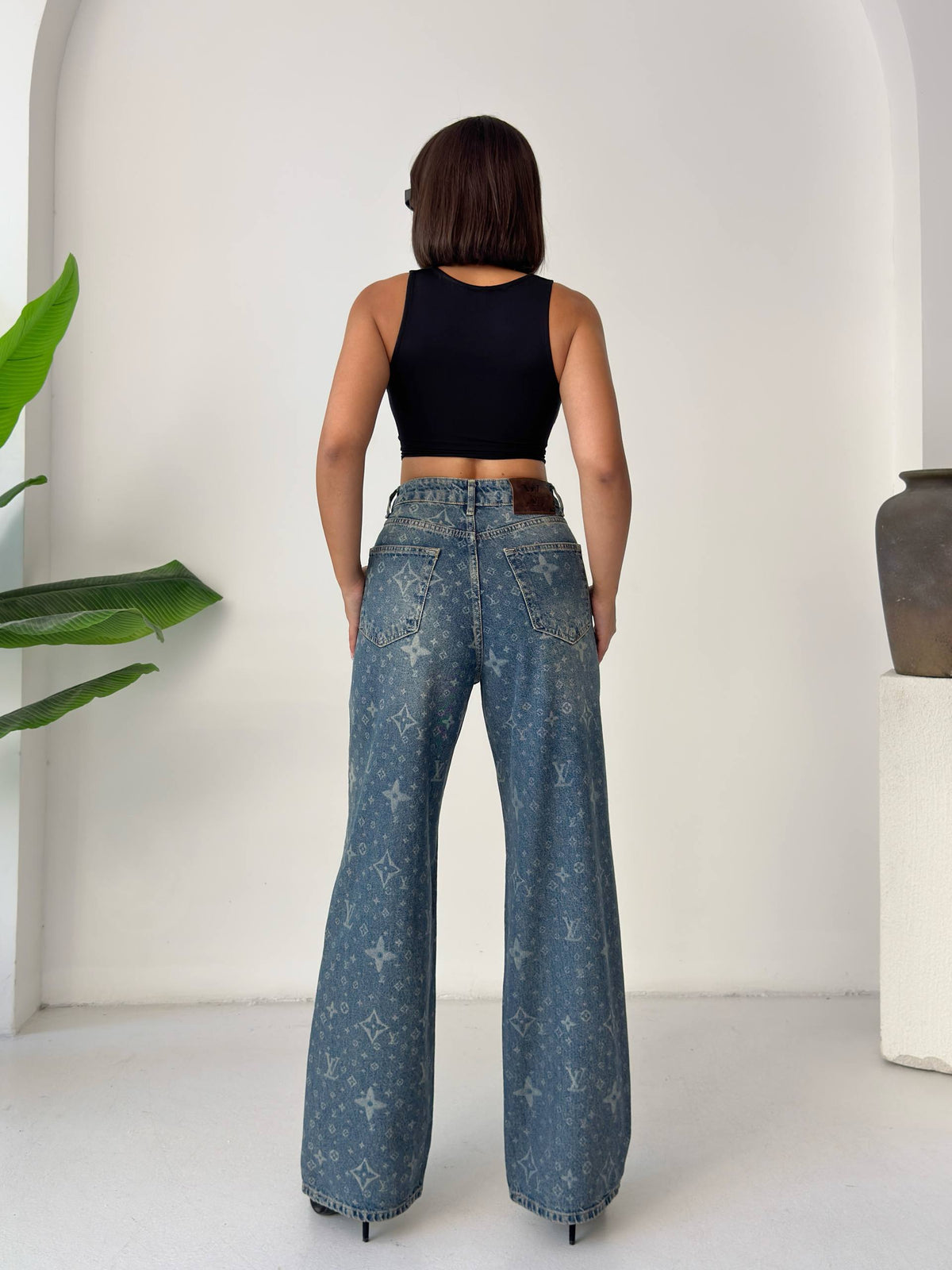 Louis Vuitton Monogram Wide Leg Jeans Blue