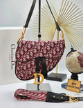 Christian Dior Saddle Bag Oblique Bordeaux Canvas